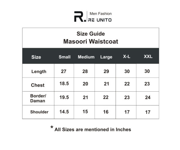 Masori WC size chart