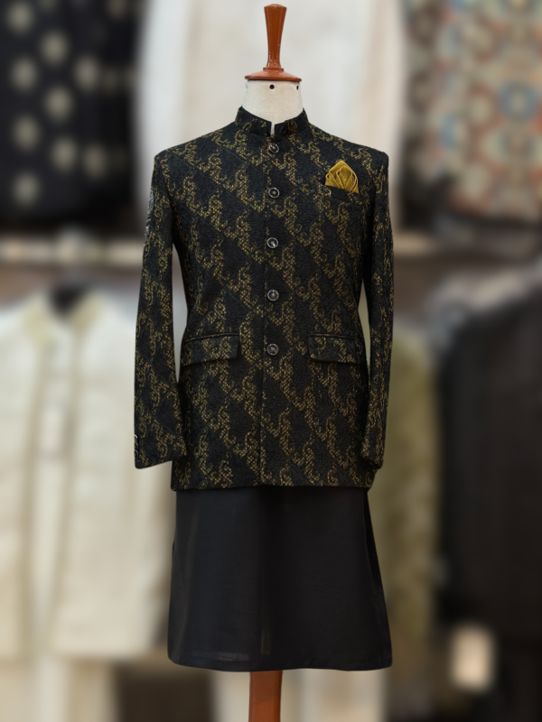 Premium Stylish Golden Black Prince Coat