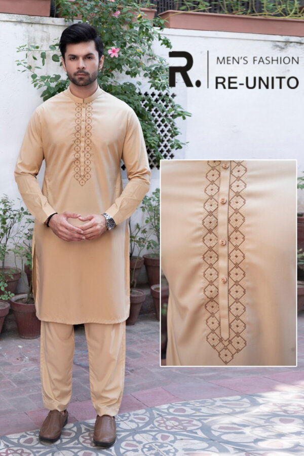 Men Winter peach Color Shalwar kameez