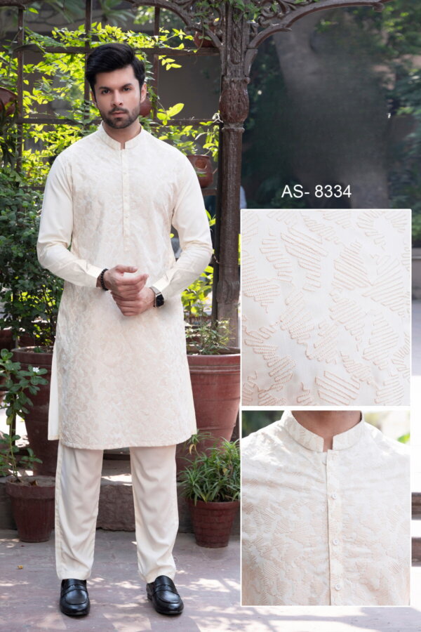 Mens Winter Cream Color Shalwar kameez