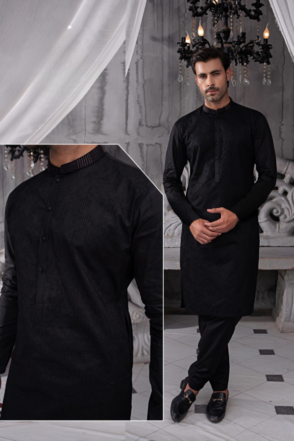 Stylish Black Cotton Shalwar Kameez