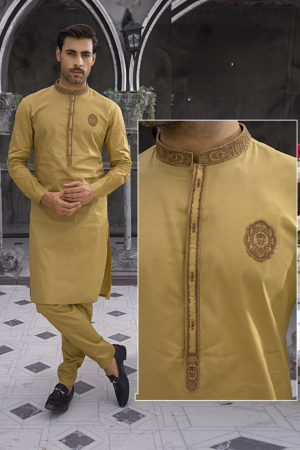 Stylish Camel Cotton Shalwar Kameez