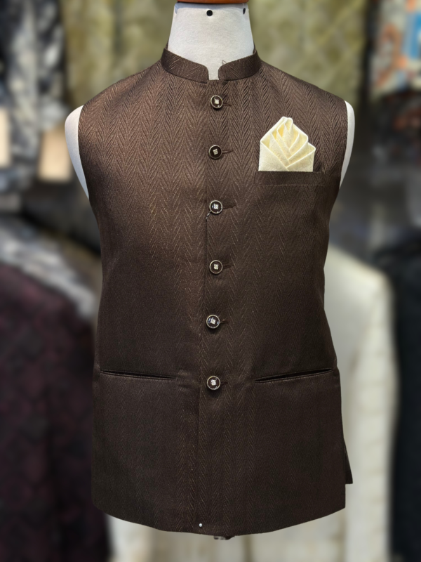 FANCY KUMBLE WAIST COAT BROWN COLOR