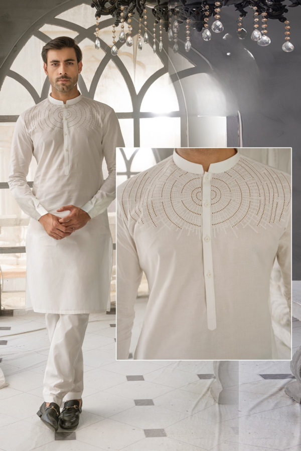 Classic Off-White Cotton Shalwar Kameez